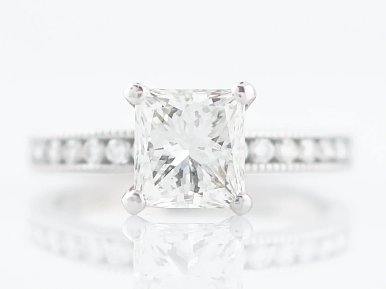 Engagement Ring Modern 1.21 Princess Cut Diamond in 14k White Gold