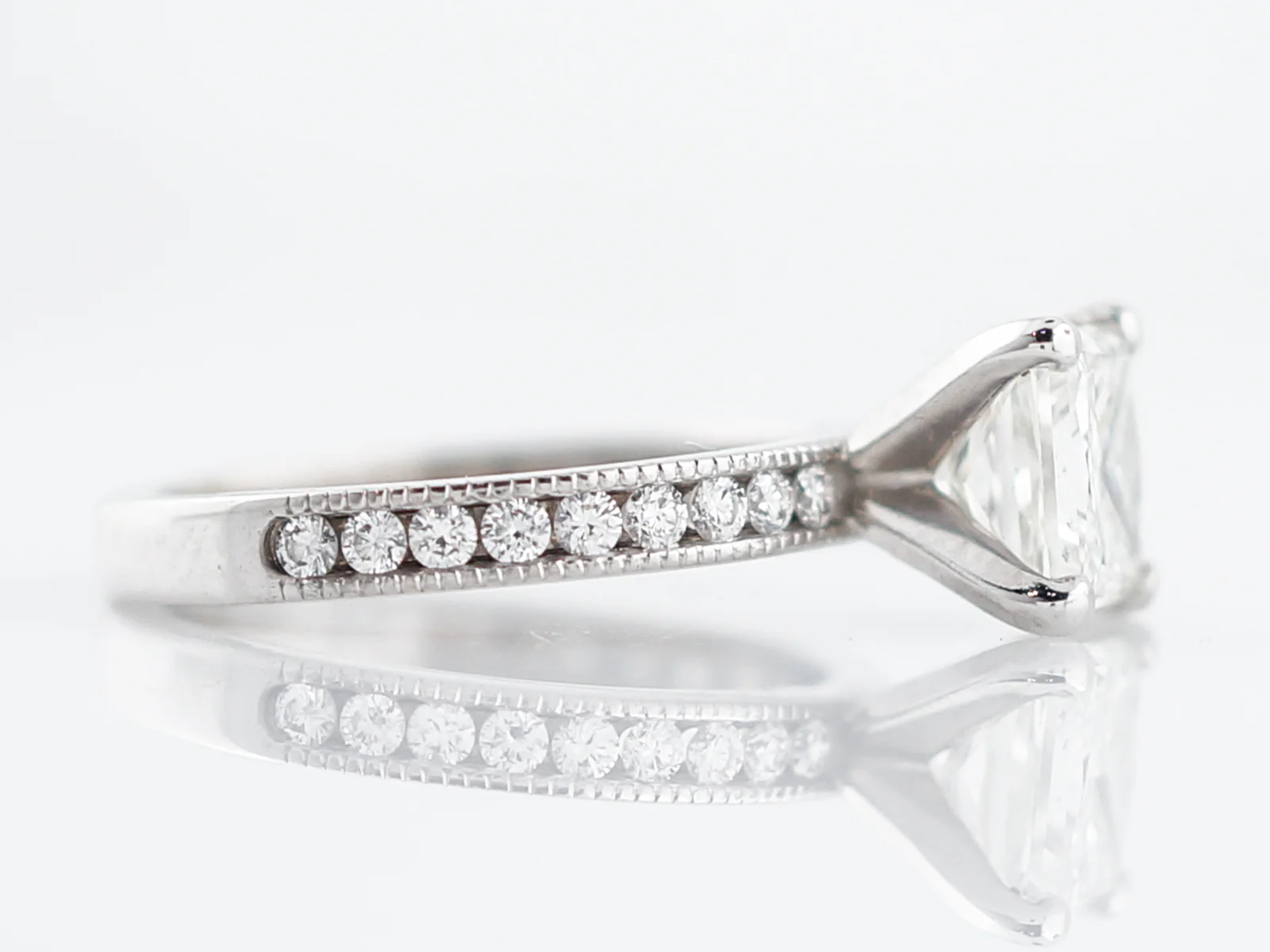 Engagement Ring Modern 1.21 Princess Cut Diamond in 14k White Gold - Image 2