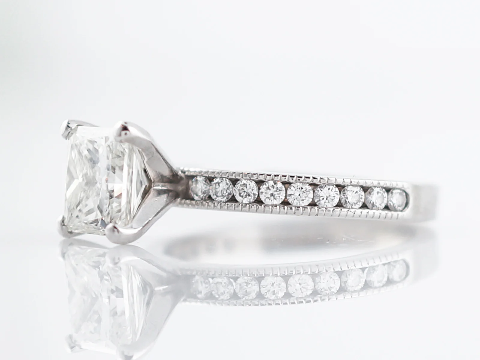 Engagement Ring Modern 1.21 Princess Cut Diamond in 14k White Gold - Image 3