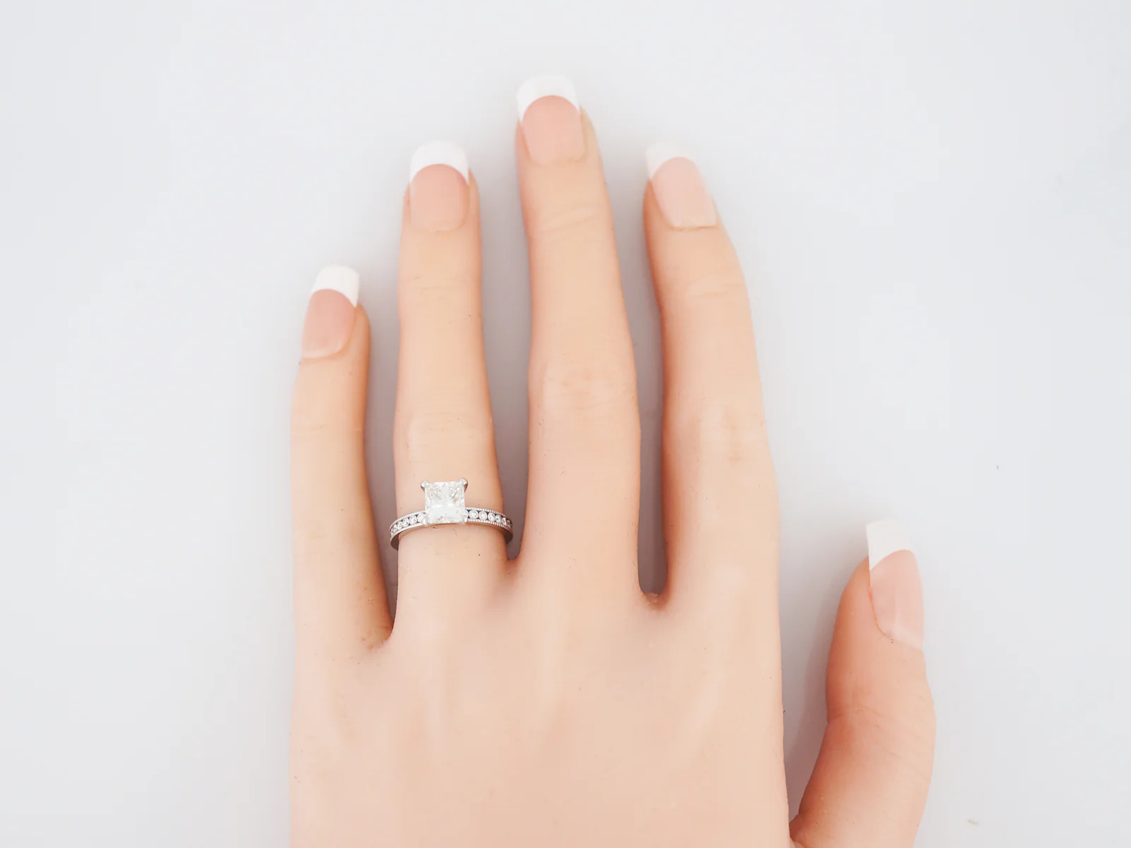 Engagement Ring Modern 1.21 Princess Cut Diamond in 14k White Gold - Image 6