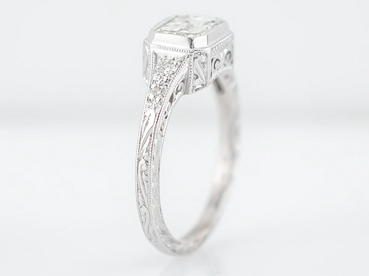 Engagement Ring Modern 1.30 Emerald Cut Diamond in 18k White Gold - Image 6
