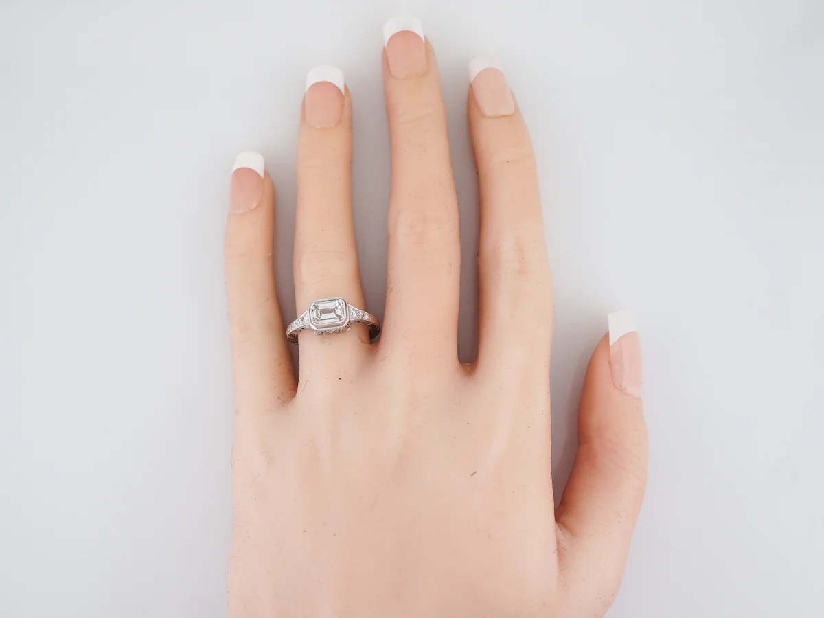Engagement Ring Modern 1.30 Emerald Cut Diamond in 18k White Gold - Image 7