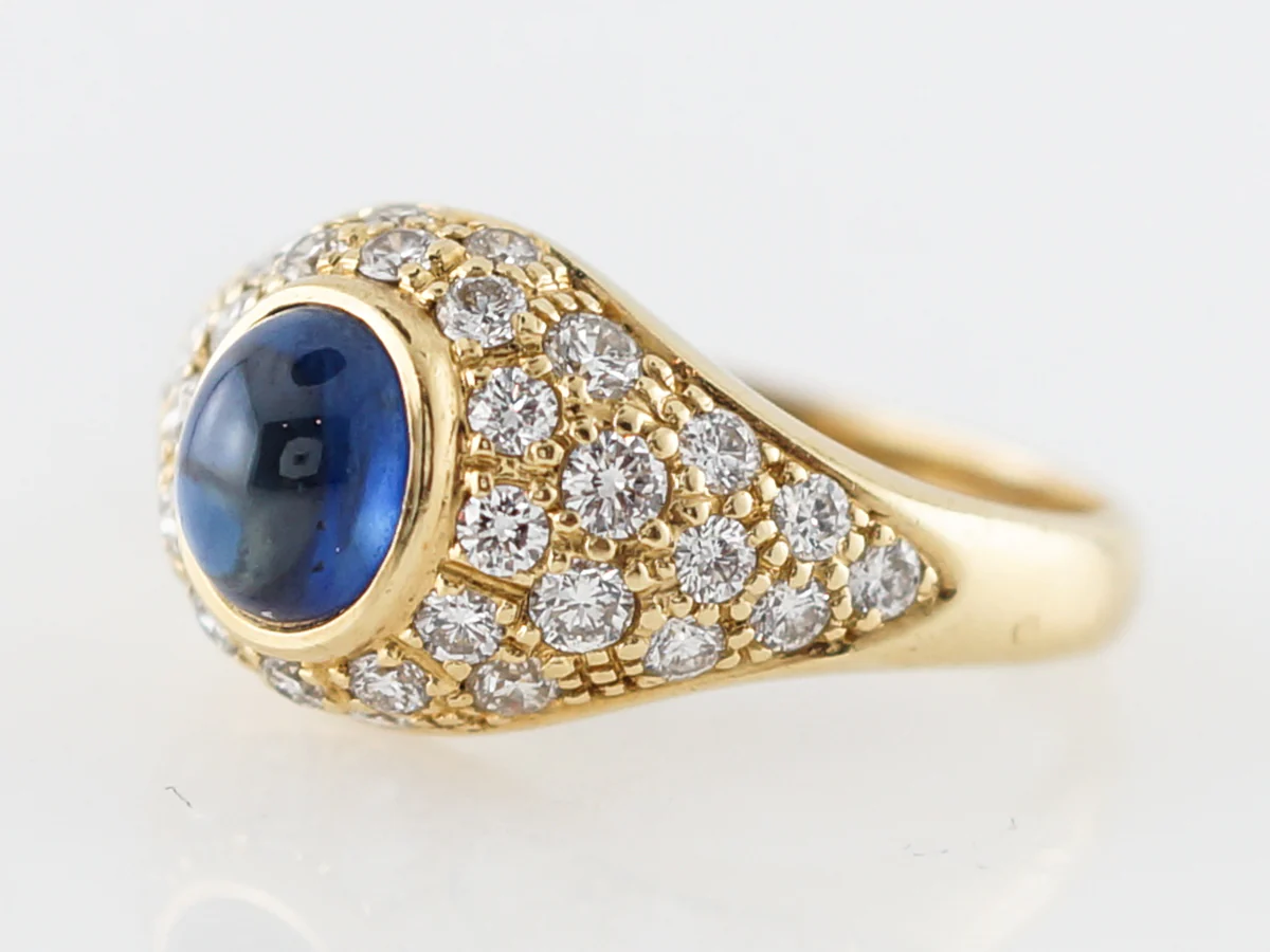 ***RTV11/23***Engagement Ring Modern 1.64 Cabochon Cut Sapphire in 18k Yellow Gold - Image 2