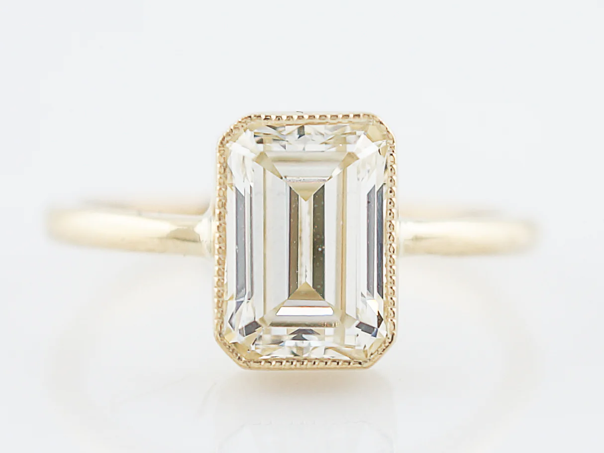 Engagement Ring Modern 2.01 Emerald Cut Diamond in 14k Yellow Gold
