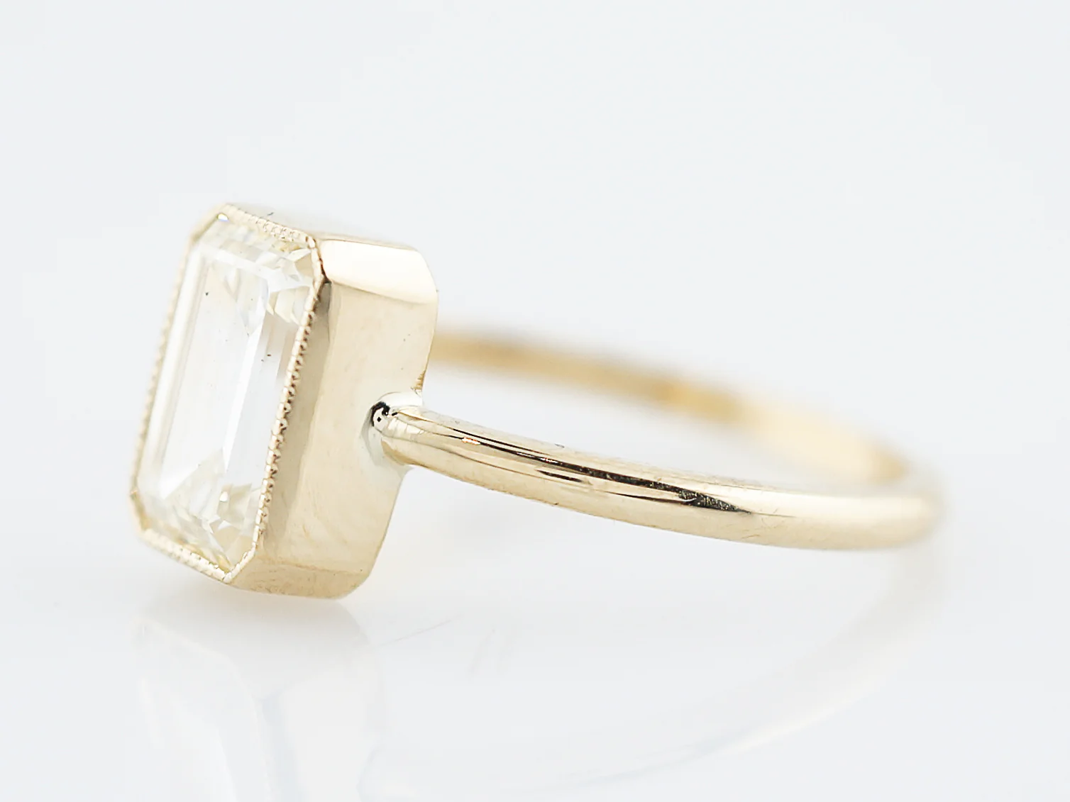 Engagement Ring Modern 2.01 Emerald Cut Diamond in 14k Yellow Gold - Image 2