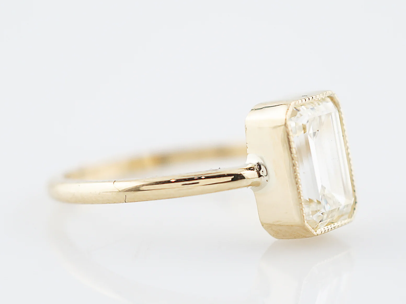 Engagement Ring Modern 2.01 Emerald Cut Diamond in 14k Yellow Gold - Image 3
