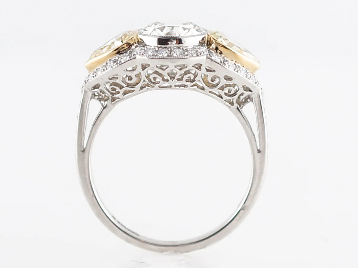 Engagement Ring Modern 2.48 Old European & Pear Cut Diamonds in Platinum - Image 4