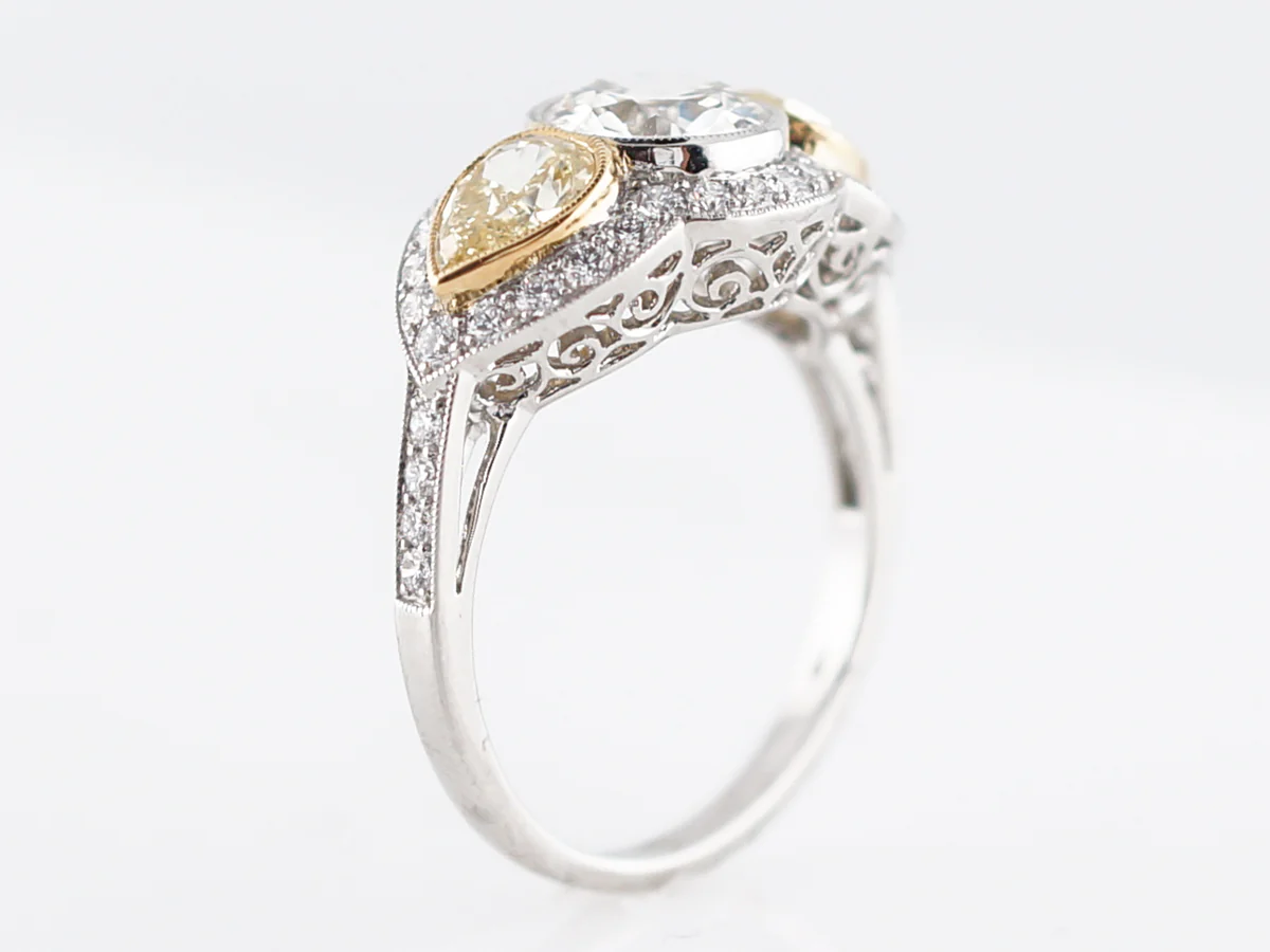 Engagement Ring Modern 2.48 Old European & Pear Cut Diamonds in Platinum - Image 5
