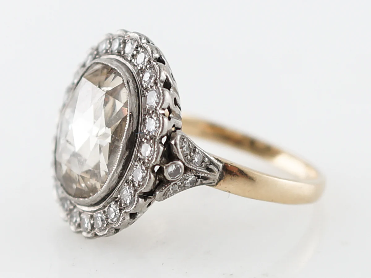 Engagement Ring Modern 4.75 Rose Cut Diamond in 14k Yellow Gold & Sterling Silver - Image 2