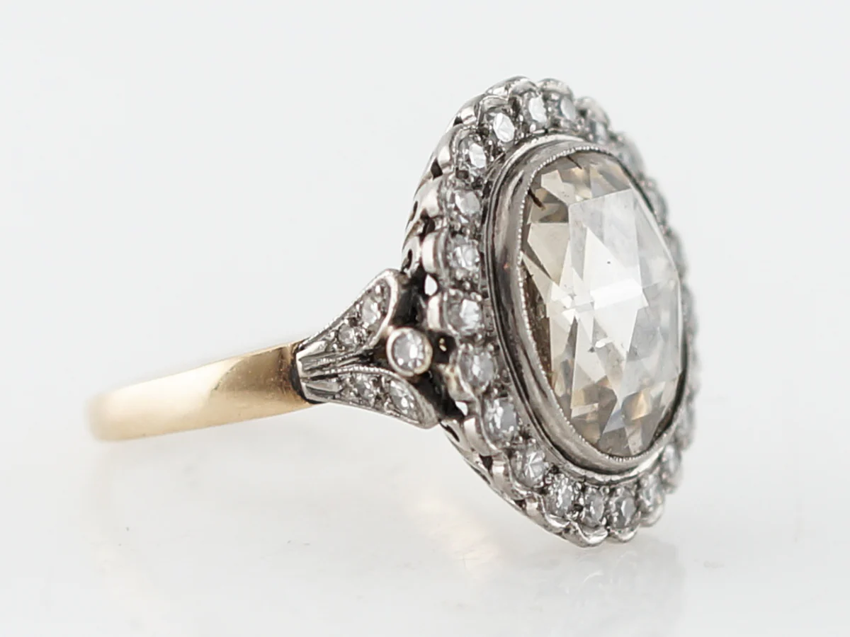 Engagement Ring Modern 4.75 Rose Cut Diamond in 14k Yellow Gold & Sterling Silver - Image 3