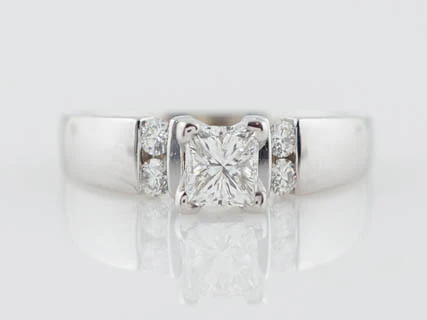 Engagement Ring Modern .40ct Princess Cut Diamond in 14k White Gold