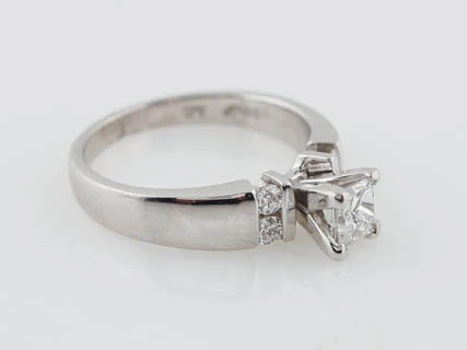 Engagement Ring Modern .40ct Princess Cut Diamond in 14k White Gold - Image 3