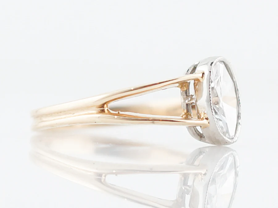 Engagement Ring Modern .63 Oval Cut Diamond in 14K Yellow Gold & Platinum - Image 3