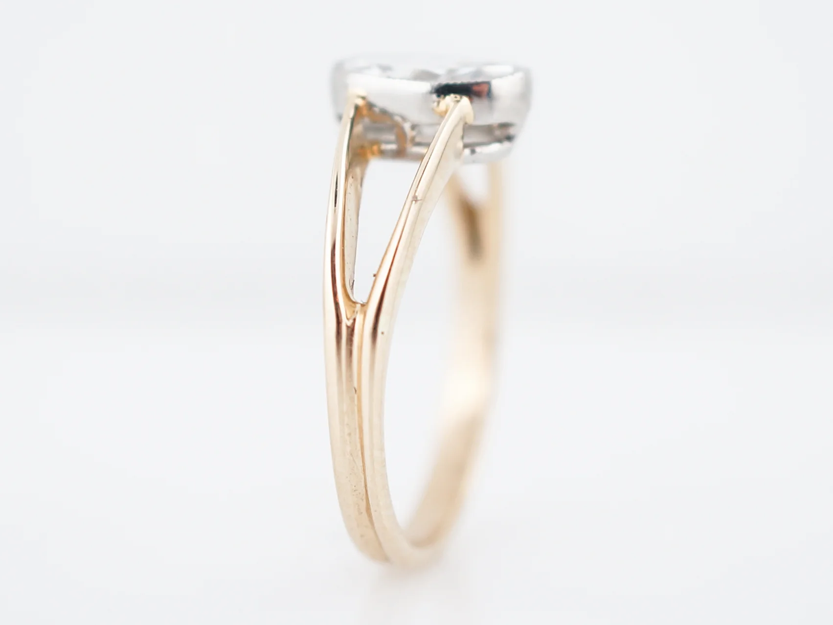 Engagement Ring Modern .63 Oval Cut Diamond in 14K Yellow Gold & Platinum - Image 5