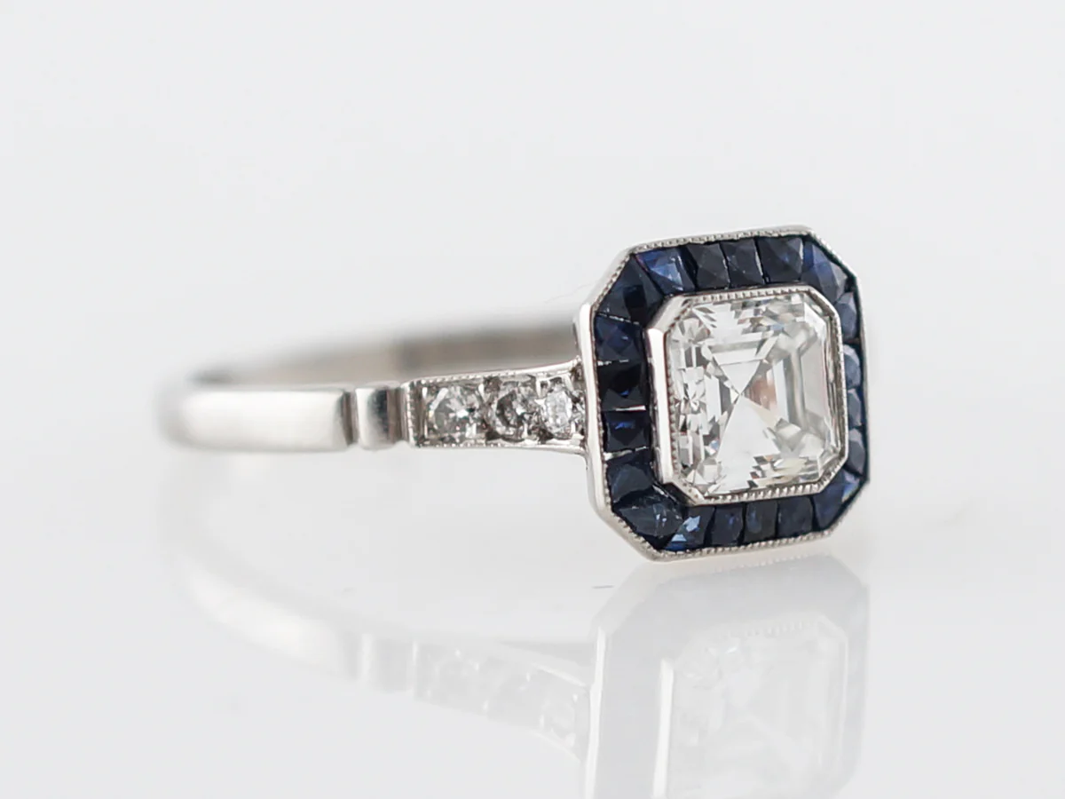 Engagement Ring Modern .66 Asscher Cut Diamond in Platinum - Image 3