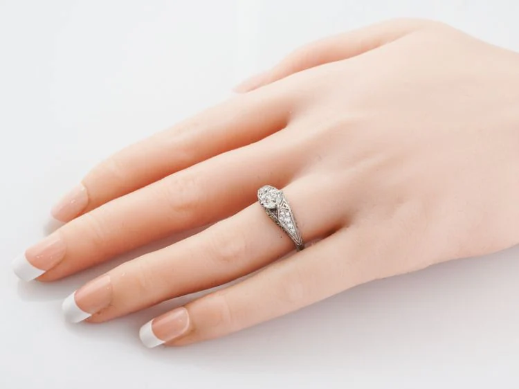 Engagement Ring Modern .68 Old European Cut Diamond in Platinum - Image 8