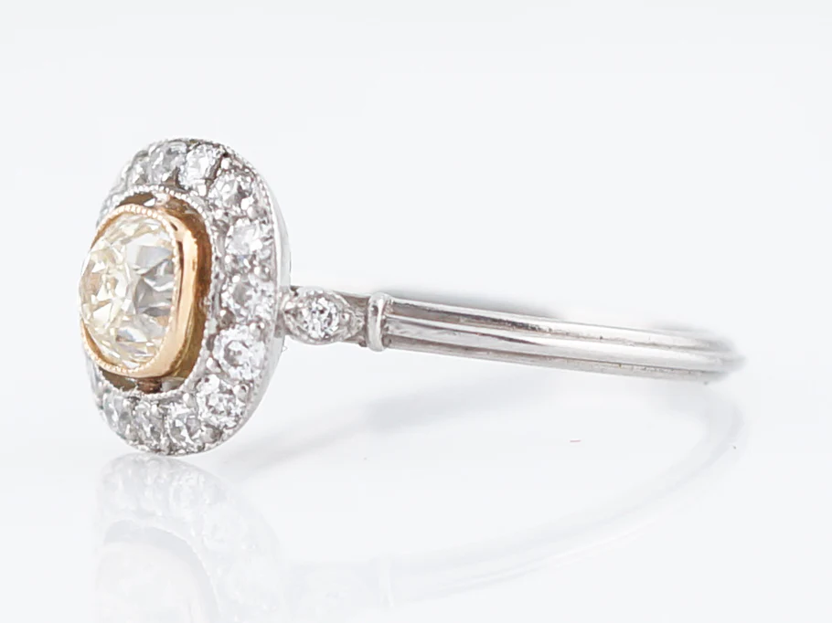 Engagement Ring Modern .72 Old Mine Cushion Cut Diamond in Platinum & 14k Rose Gold - Image 2