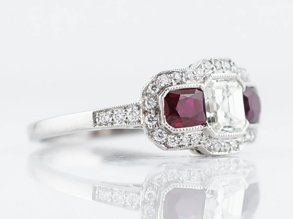 **RTV 1/10/19**Engagement Ring Modern .73 Asscher Cut Diamond in Platinum - Image 3
