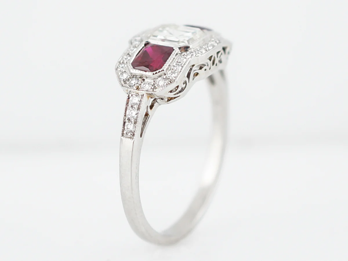 **RTV 1/10/19**Engagement Ring Modern .73 Asscher Cut Diamond in Platinum - Image 4
