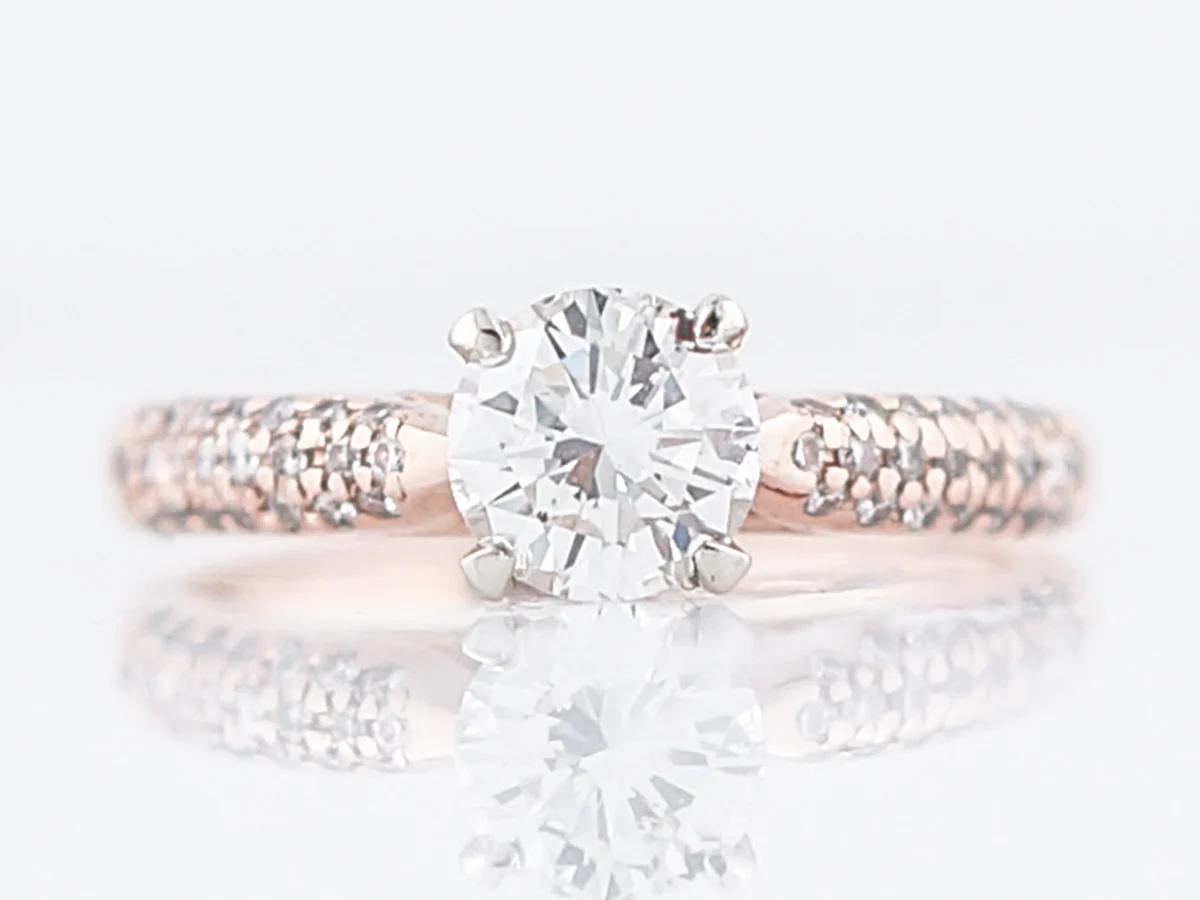 Engagement Ring Modern .74 Old European Cut Diamond in 14k Rose & White Gold - Image 2