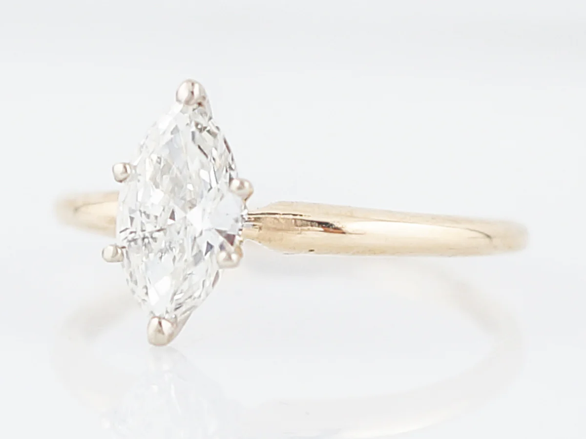 Engagement Ring Modern .82 Marquise Cut Diamond in 14k Yellow Gold - Image 3