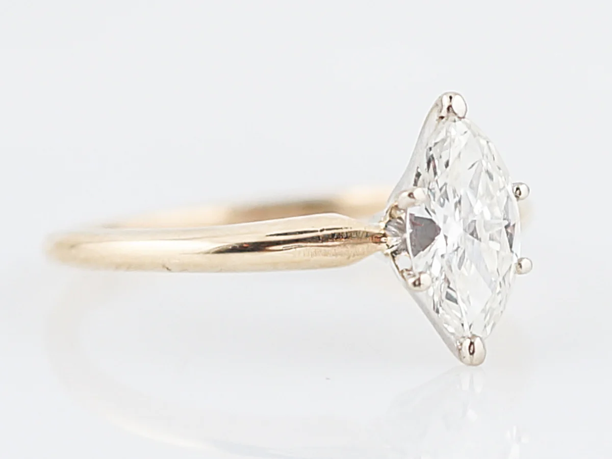 Engagement Ring Modern .82 Marquise Cut Diamond in 14k Yellow Gold - Image 4