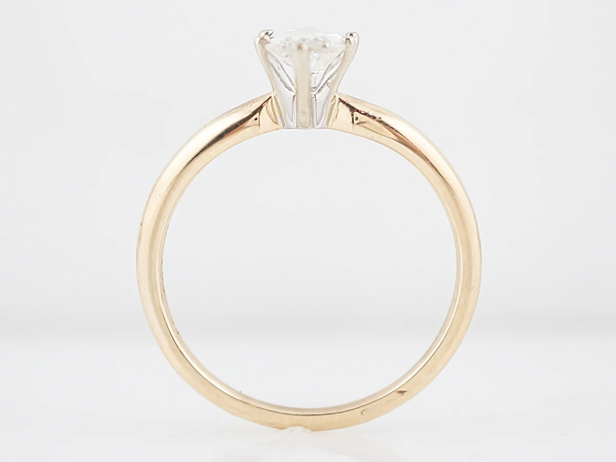 Engagement Ring Modern .82 Marquise Cut Diamond in 14k Yellow Gold - Image 4