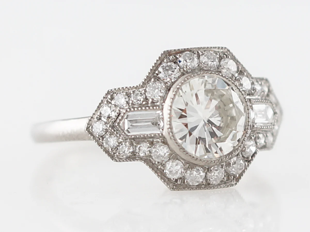 Engagement Ring Modern .83 Transitional Cut Diamond in Platinum - Image 3