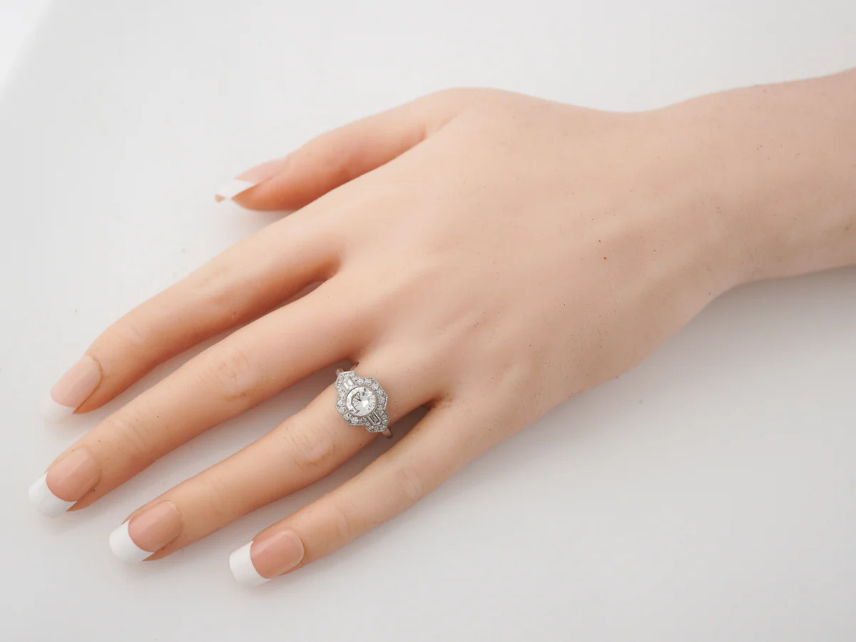 Engagement Ring Modern .83 Transitional Cut Diamond in Platinum - Image 7