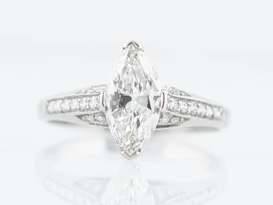 Engagement Ring Modern .97 Marquis Cut Diamond in Platinum - Image 2