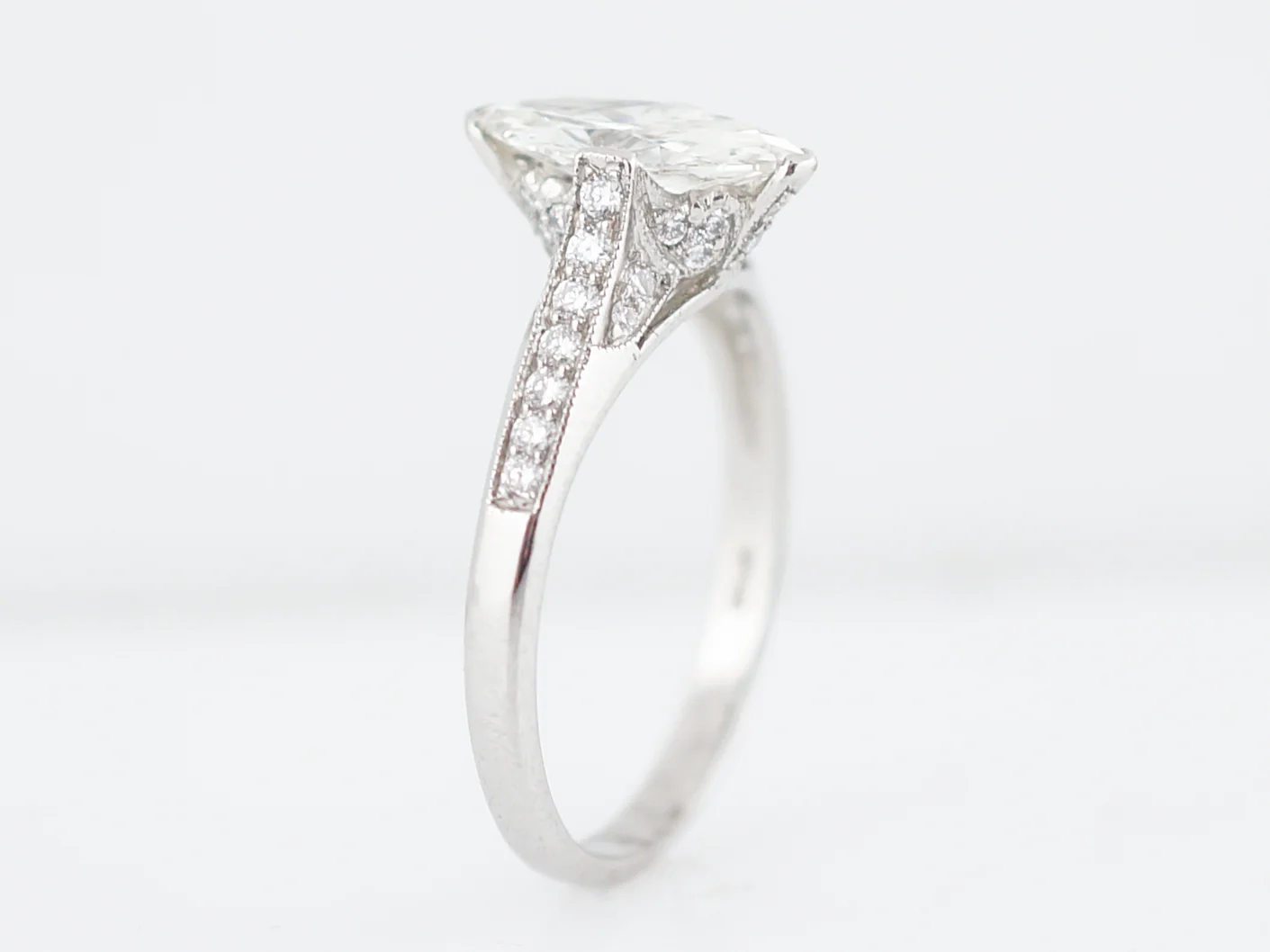 Engagement Ring Modern .97 Marquis Cut Diamond in Platinum - Image 5