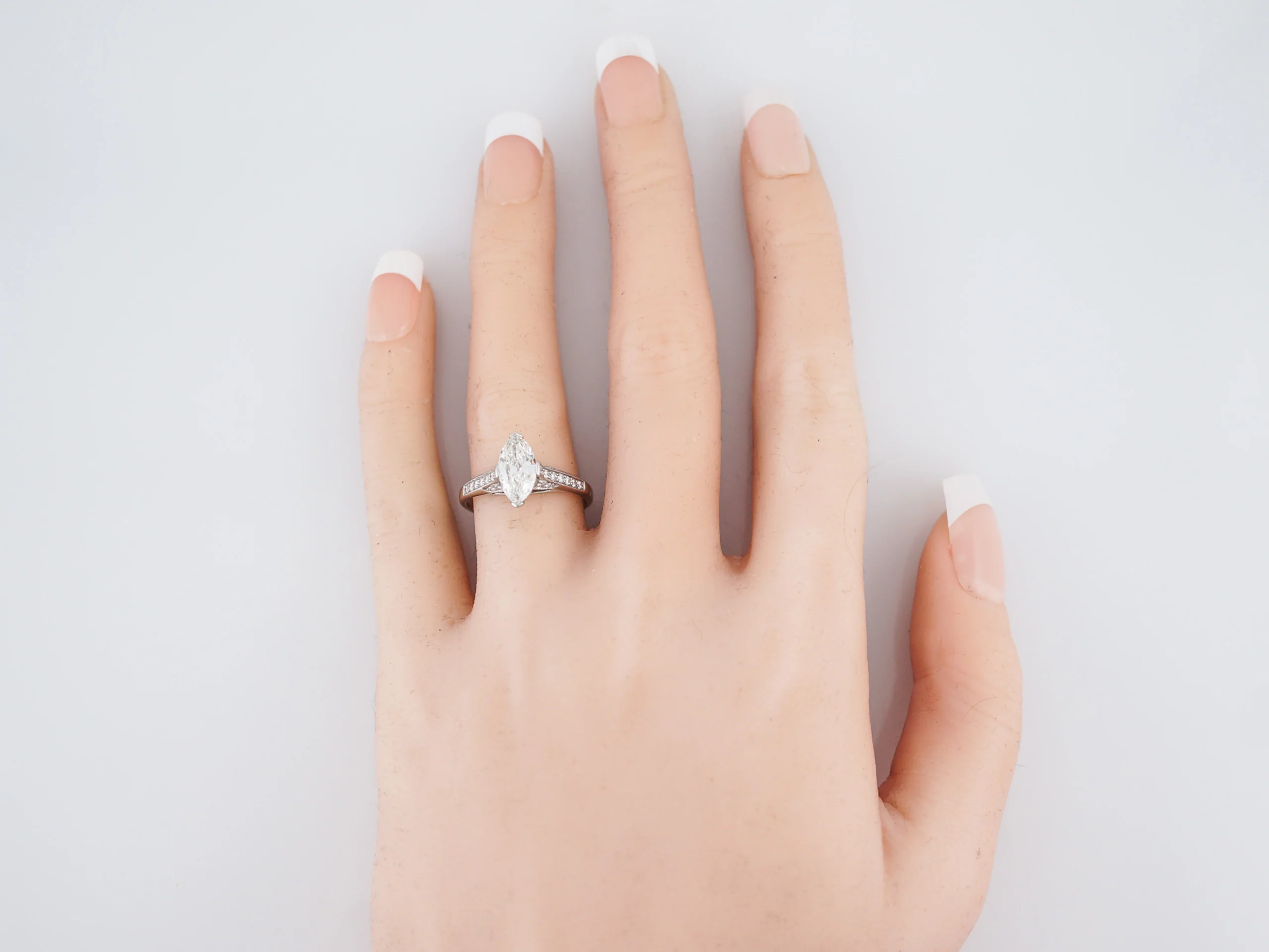 Engagement Ring Modern .97 Marquis Cut Diamond in Platinum - Image 6
