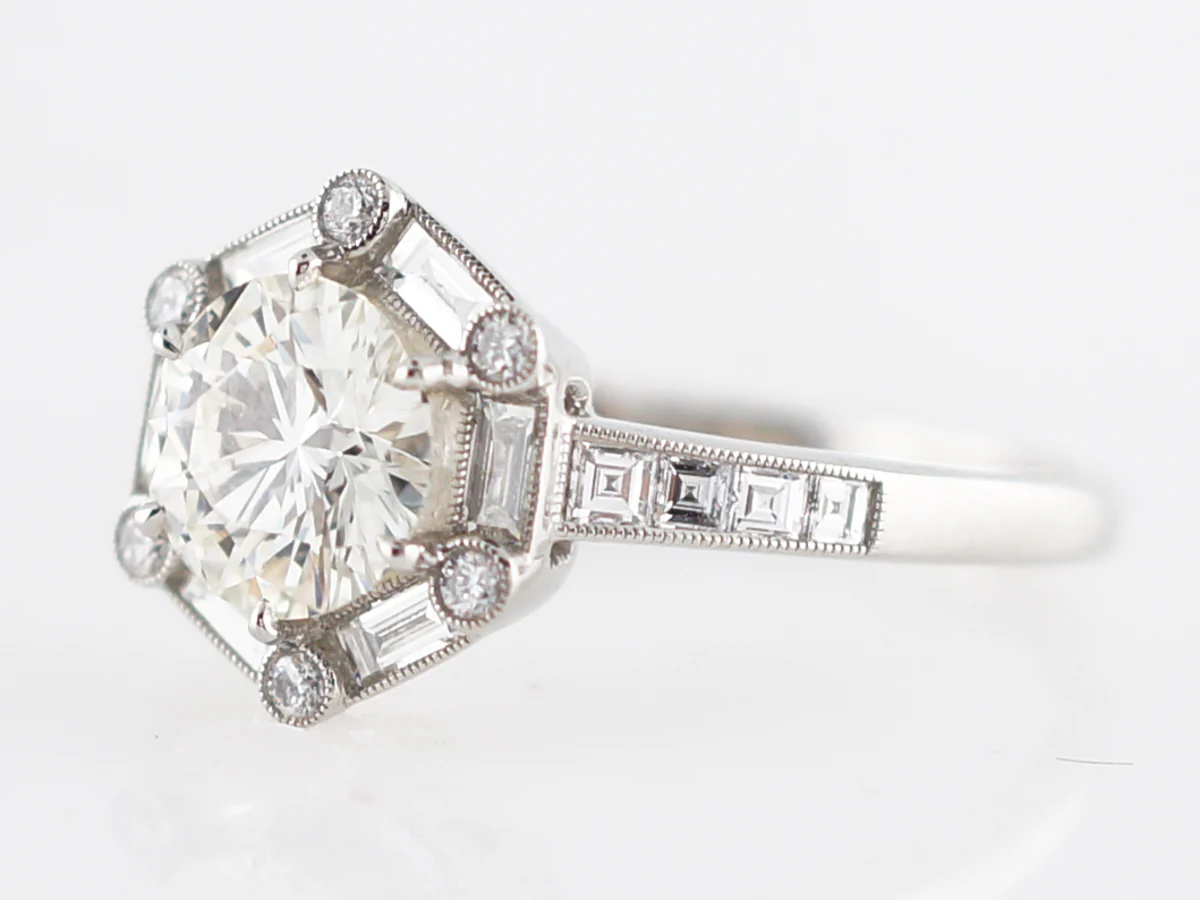Engagement Ring Modern .98 Round Brilliant Cut Diamond in Platinum - Image 2