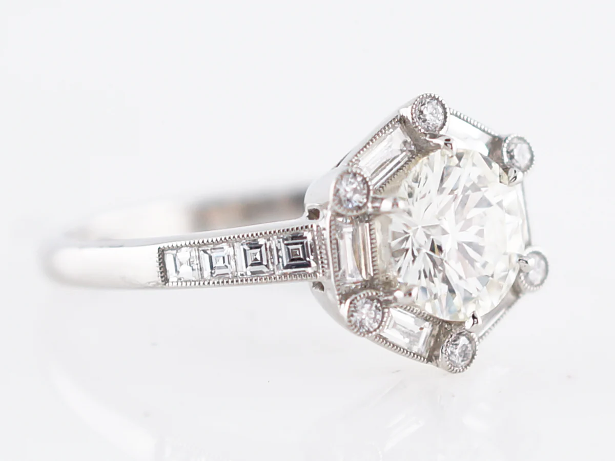 Engagement Ring Modern .98 Round Brilliant Cut Diamond in Platinum - Image 3