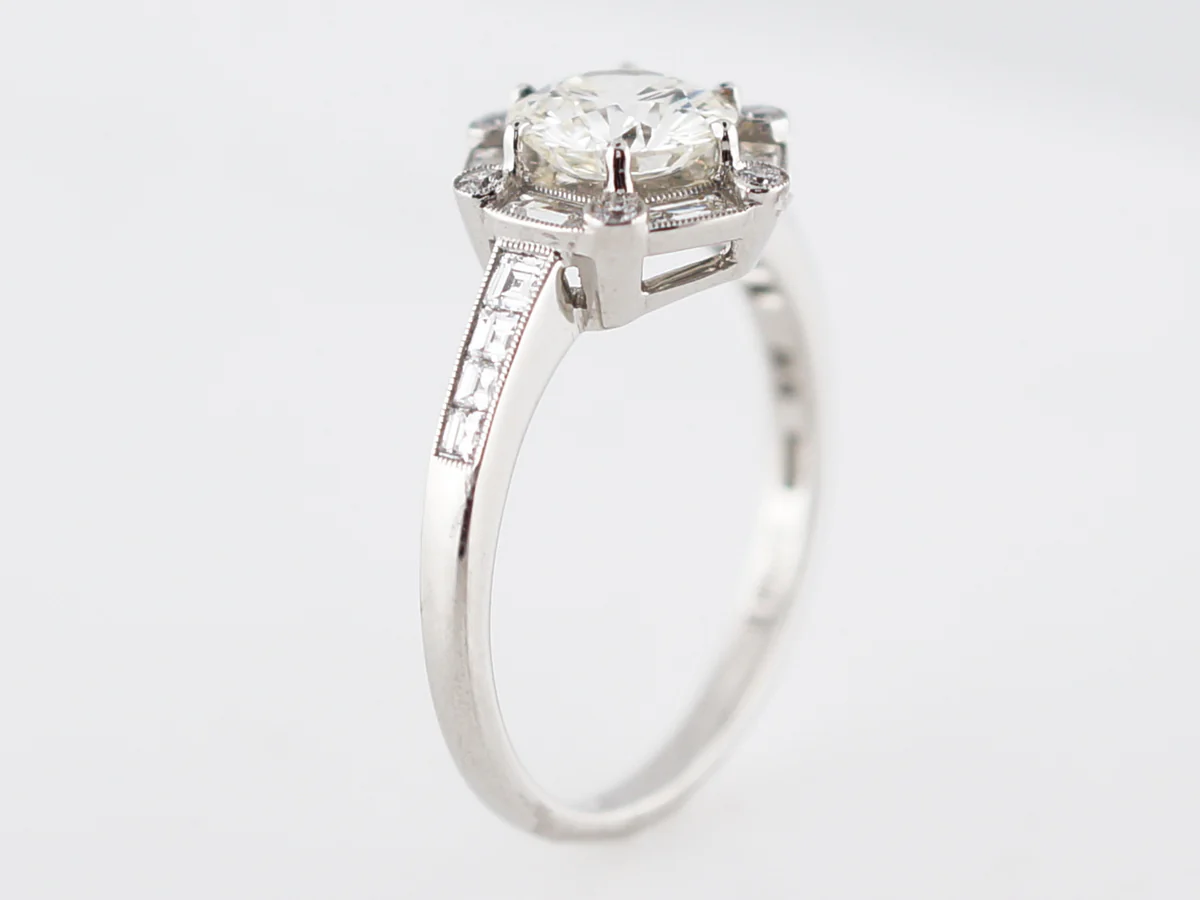 Engagement Ring Modern .98 Round Brilliant Cut Diamond in Platinum - Image 5
