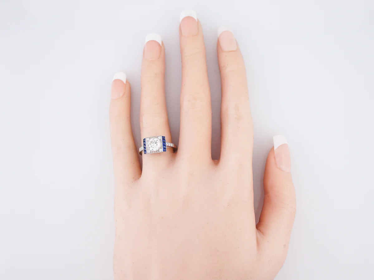 **RTV 1/10/19**Engagement Ring Modern .99 Old European Cut Diamond in Platinum - Image 6