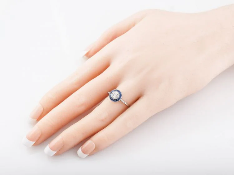 Engagement Ring Modern Art Deco Style .51 Round Brilliant Cut Diamond in Platinum - Image 7