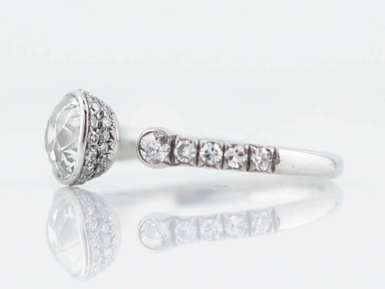 Engagement Ring Modern GIA 1.29 Old Mine Cut Cushion Cut Diamond in Platinum - Image 3