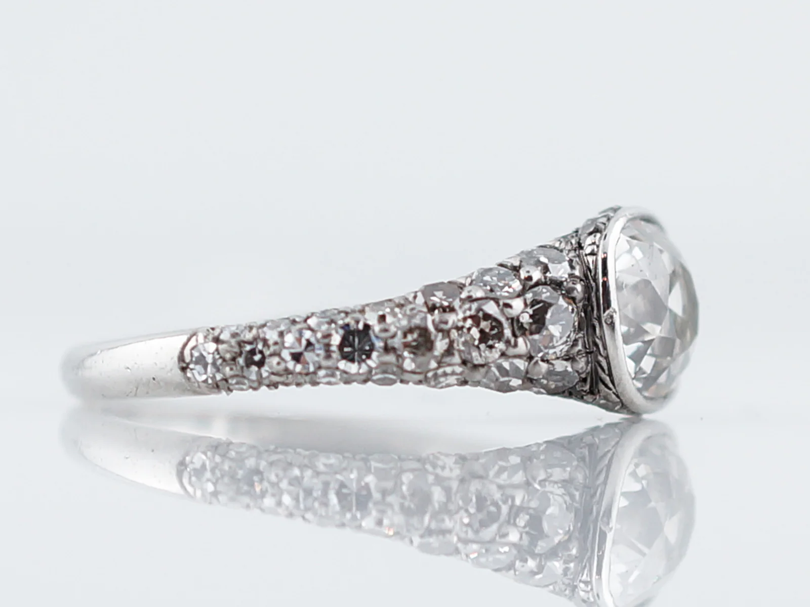 Engagement Ring Modern GIA 1.29 Old Mine Cut Cushion Cut Diamond in Platinum - Image 4
