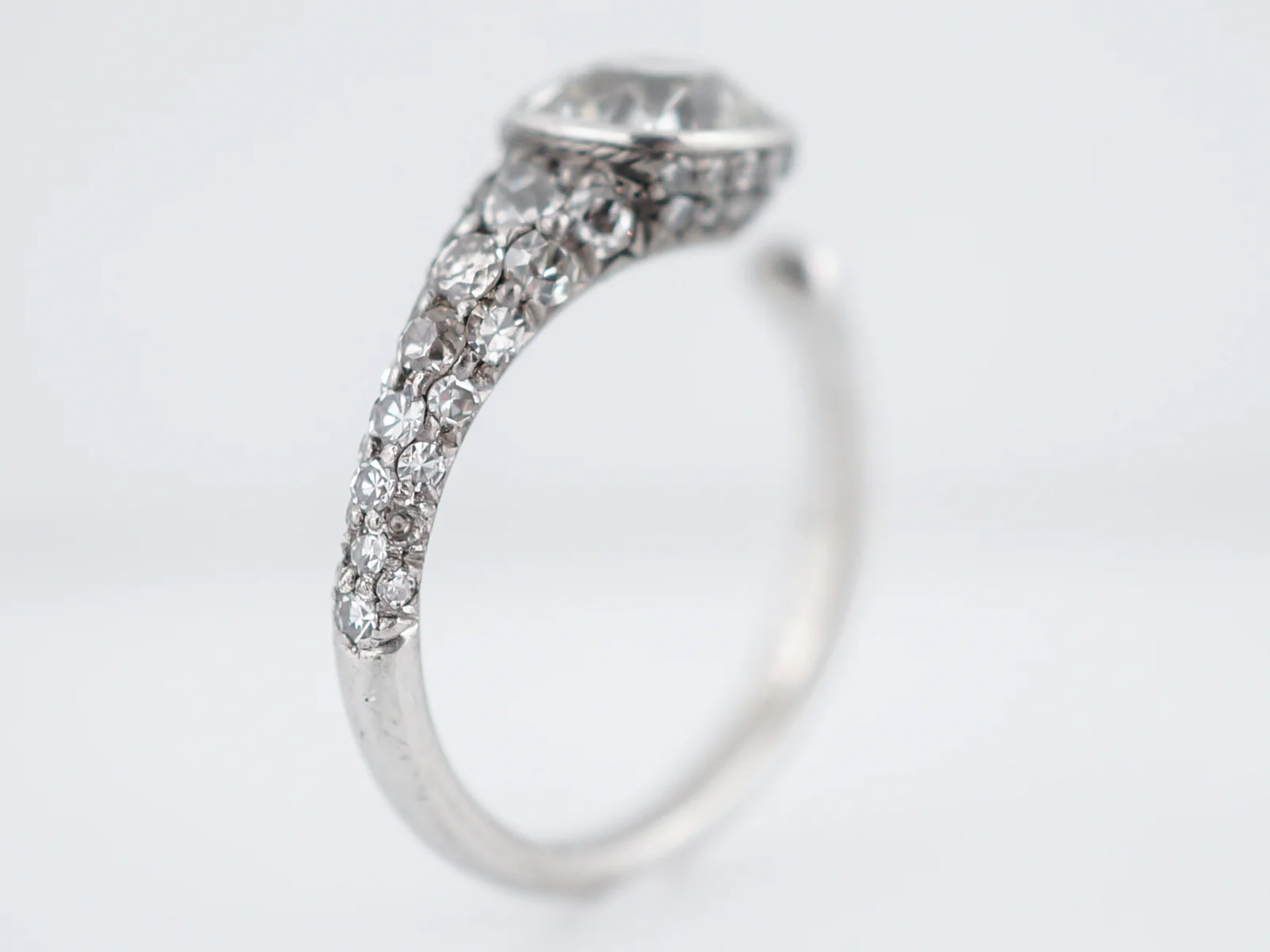 Engagement Ring Modern GIA 1.29 Old Mine Cut Cushion Cut Diamond in Platinum - Image 6