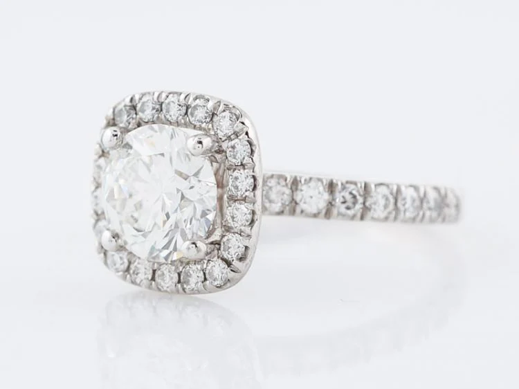 Engagement Ring Modern GIA 1.42 Round Brilliant Cut Diamond in 14k White Gold - Image 2