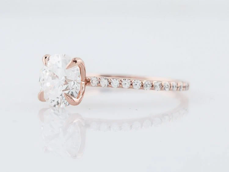 Engagement Ring Modern GIA 1.51 Round Brilliant Cut Diamond in 14k Rose Gold - Image 3