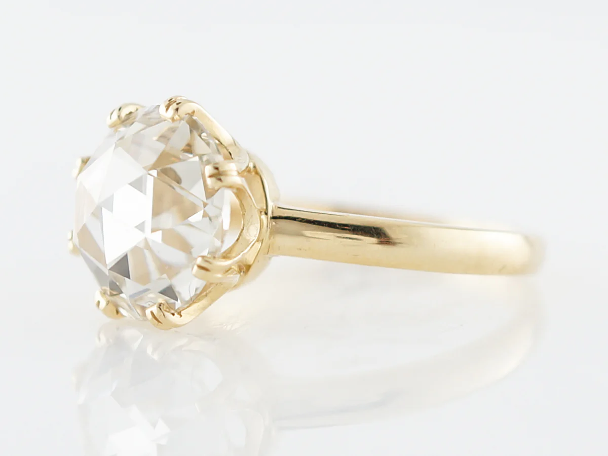 Engagement Ring Modern GIA 2.53 Rose Cut Diamond in 18k Yellow Gold - Image 2