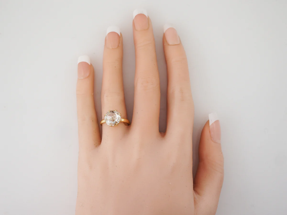 Engagement Ring Modern GIA 2.53 Rose Cut Diamond in 18k Yellow Gold - Image 6