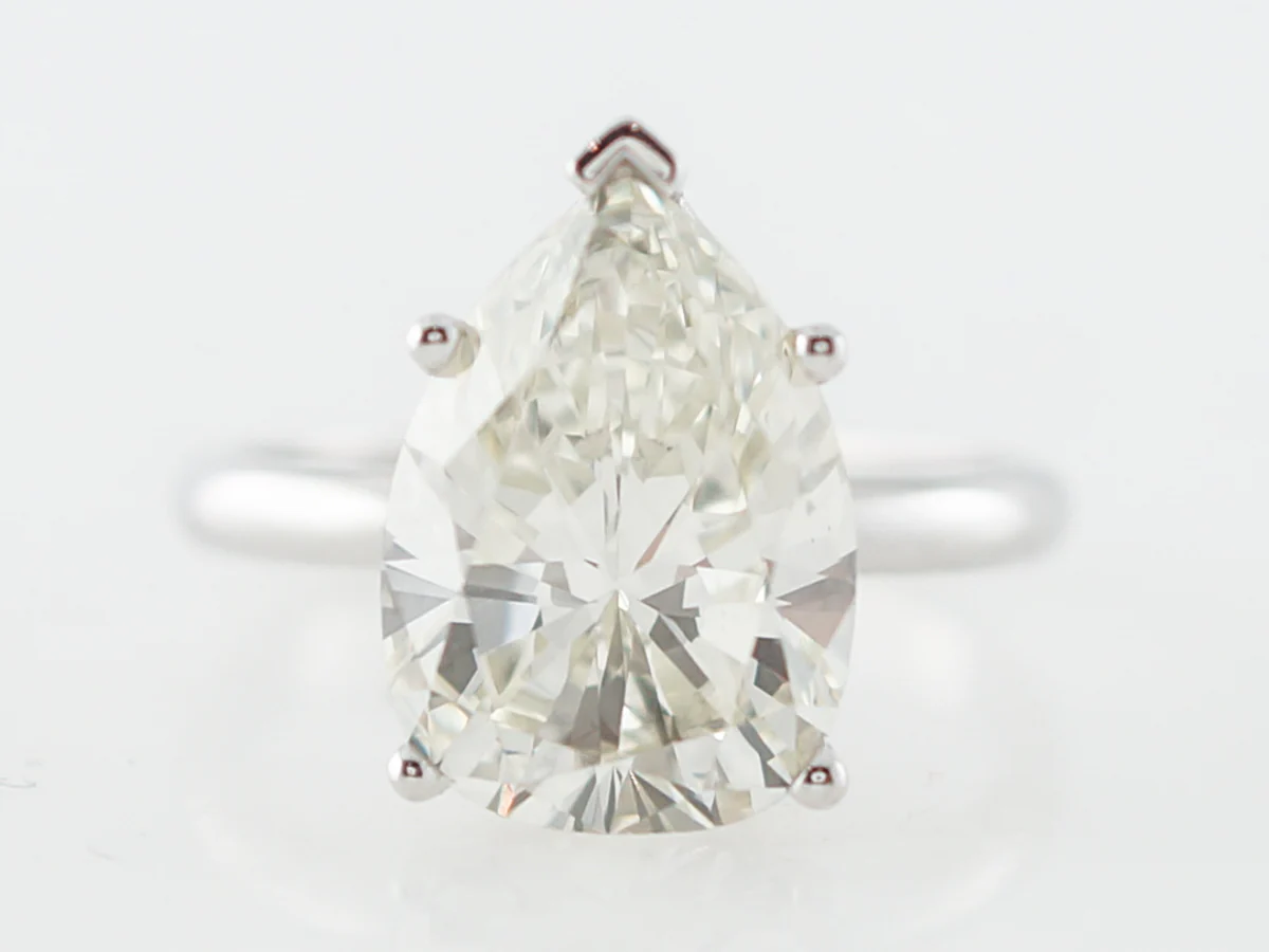 Engagement Ring Modern GIA 4.23 Pear Cut Diamond in 14k White Gold - Image 2