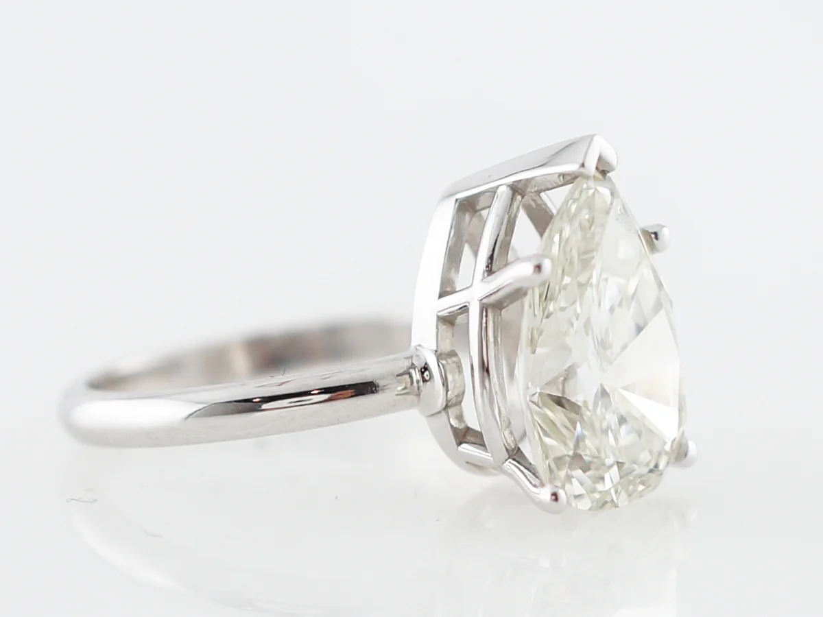 Engagement Ring Modern GIA 4.23 Pear Cut Diamond in 14k White Gold - Image 4
