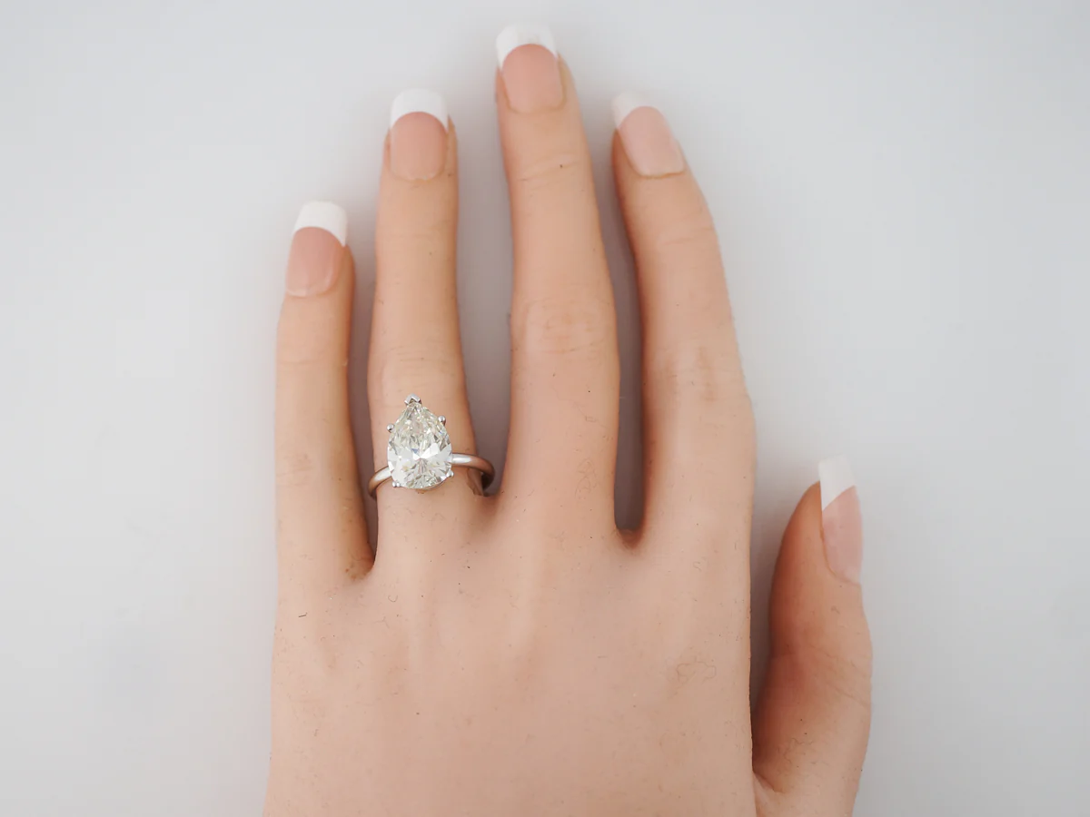 Engagement Ring Modern GIA 4.23 Pear Cut Diamond in 14k White Gold - Image 7