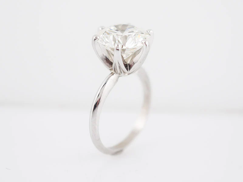 Engagement Ring Modern GIA 5.05 Round Brilliant Cut Diamond in 14k White Gold - Image 5