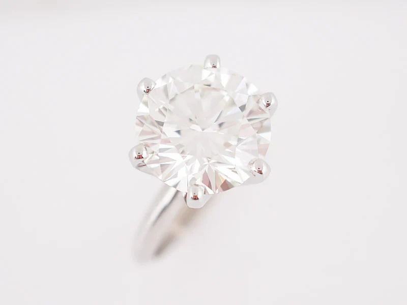Engagement Ring Modern GIA 5.05 Round Brilliant Cut Diamond in 14k White Gold - Image 6