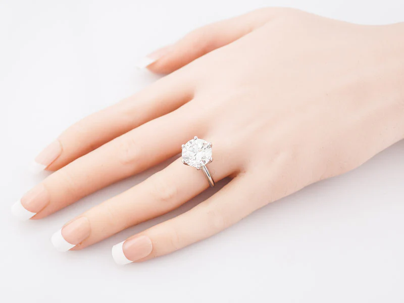 Engagement Ring Modern GIA 5.05 Round Brilliant Cut Diamond in 14k White Gold - Image 8
